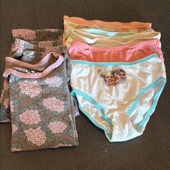 Kickee Pants Brown and Pink Floral Pajama Set and Underwears size 3-4T - Picture 1 of 9